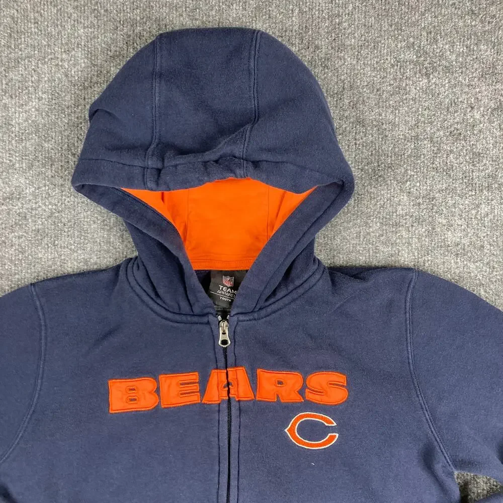 NFL Team Apparel‎ Hoodie Boys Size XL Navy Chicago Bears Full Zip Fleece Jacket